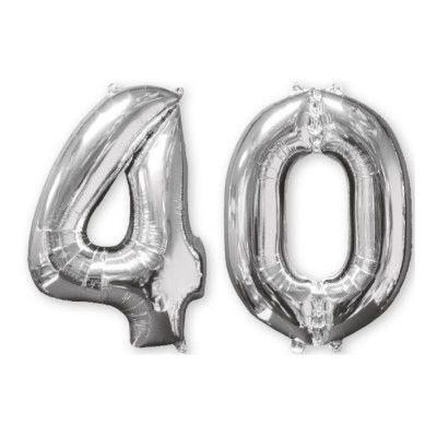 BALLON ALUMINIUM NOMBRE 40 66CM ARGENT