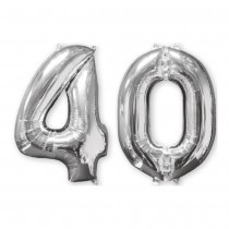 BALLON ALUMINIUM NOMBRE 40 66CM ARGENT