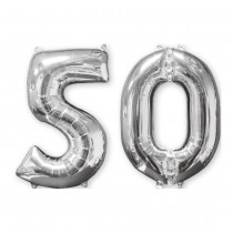 BALLON ALUMINIUM NOMBRE 50 66CM ARGENT
