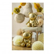 BALLON ALUMINIUM OURSON 38X42CM OR MÉTAL