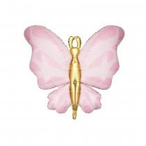 BALLON ALUMINIUM PAPILLON FAIRY 69CM ROSE