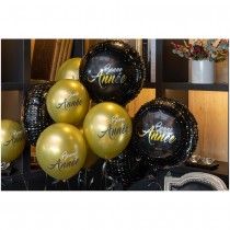 BALLON ALUMINIUM RÉVEILLON BONNE ANNÉE 45CM NOIR