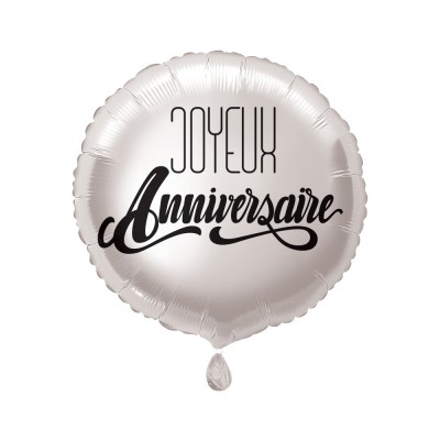 Ballon aluminium 60 ans Joyeux Anniversaire Blanc et Or - Jeux et