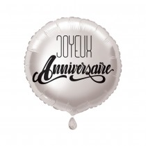 BALLON ALUMINIUM ROND ANNIVERSAIRE 45CM ARGENT