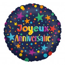 BALLON ALUMINIUM ROND ANNIVERSAIRE 46CM MARINE