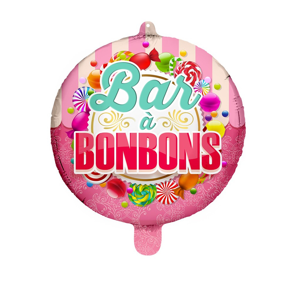 BALLON ALUMINIUM ROND BAR À BONBONS 45CM ROSE