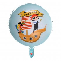 BALLON ALUMINIUM ROND COCO LE PIRATE 45CM BLEU