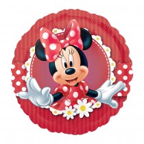 BALLON ALUMINIUM ROND FOU DE MINNIE 45CM ROUGE