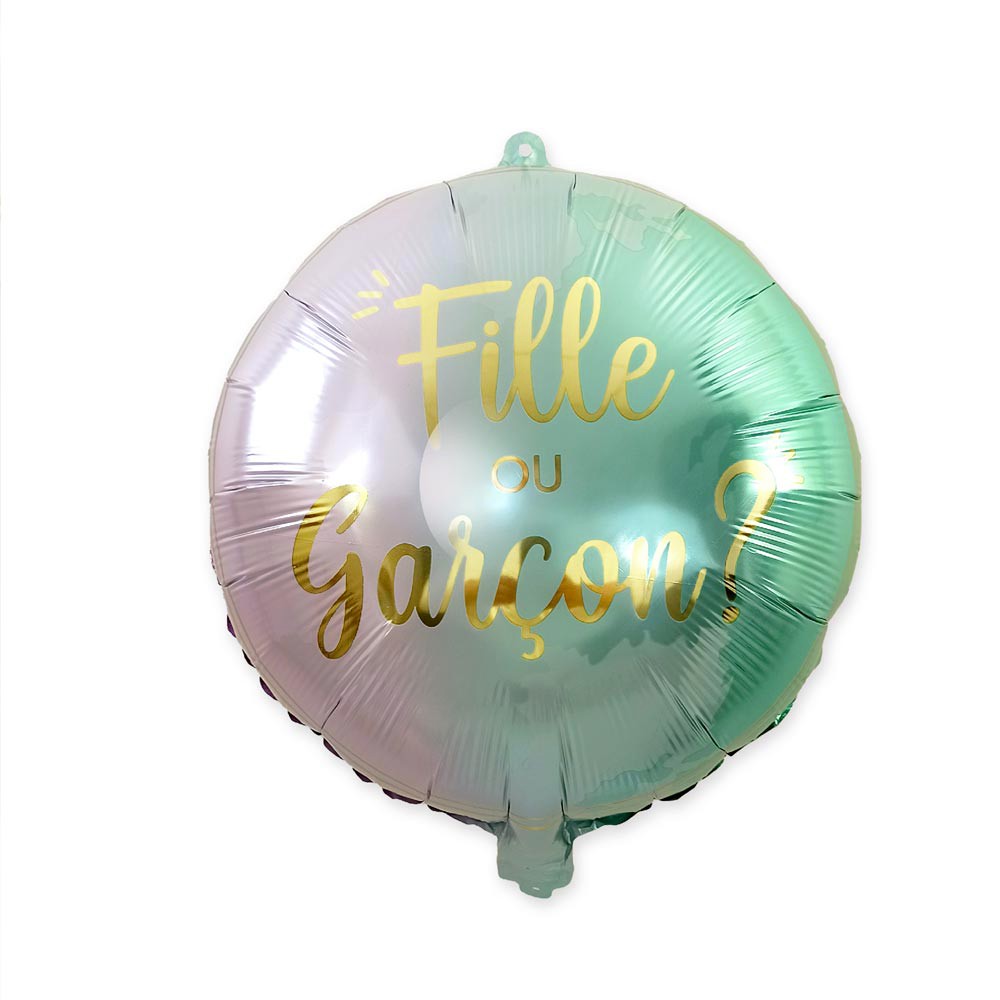 BALLON ALUMINIUM ROND GENDER REVEAL 35CM BICOLORE