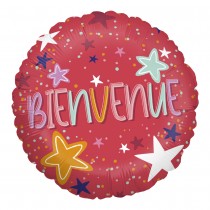 BALLON ALUMINIUM ROND MESSAGE BIENVENUE 46CM ROUGE