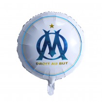 BALLON ALUMINIUM ROND OM FOOTBALL 45CM BLANC