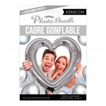 BALLON CADRE CŒUR PHOTOBOOTH 61X63CM ARGENT