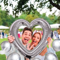 BALLON CADRE CŒUR PHOTOBOOTH 61X63CM ARGENT