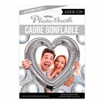 BALLON CADRE PHOTOBOOTH COEUR ARGENT