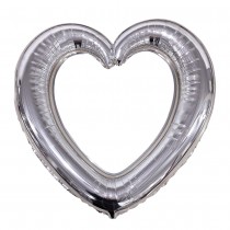 BALLON CŒUR GONFLABLE PHOTOBOOTH 61X63CM ARGENT