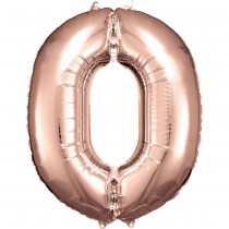 BALLON CHIFFRE 0 DE 88CM ROSE GOLD