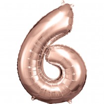 BALLON CHIFFRE 6 DE 88CM ROSE GOLD