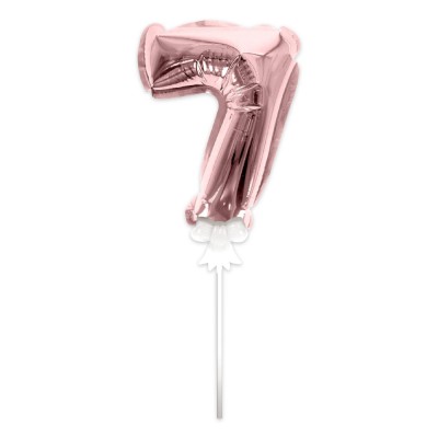 BALLON CHIFFRE 7 TIGE PAPIER GÂTEAU 15CM ROSE GOLD