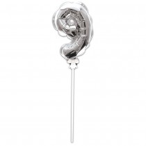 BALLON CHIFFRE 9 TIGE PAPIER GÂTEAU 15CM ARGENT