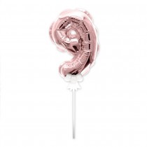 BALLON CHIFFRE 9 TIGE PAPIER GÂTEAU 15CM ROSE GOLD