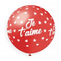 BALLON GÉANT BIO JE T\'AIME 80CM ROUGE