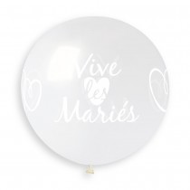 BALLON GÉANT BIO VIVE LES MARIÉS 80CM TRANSPARENT