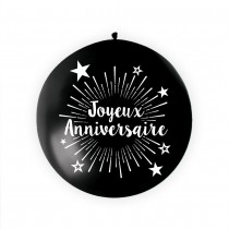 BALLON GÉANT LATEX JOYEUX ANNIVERSAIRE 1M NOIR