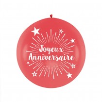 BALLON GÉANT LATEX JOYEUX ANNIVERSAIRE 1M ROUGE