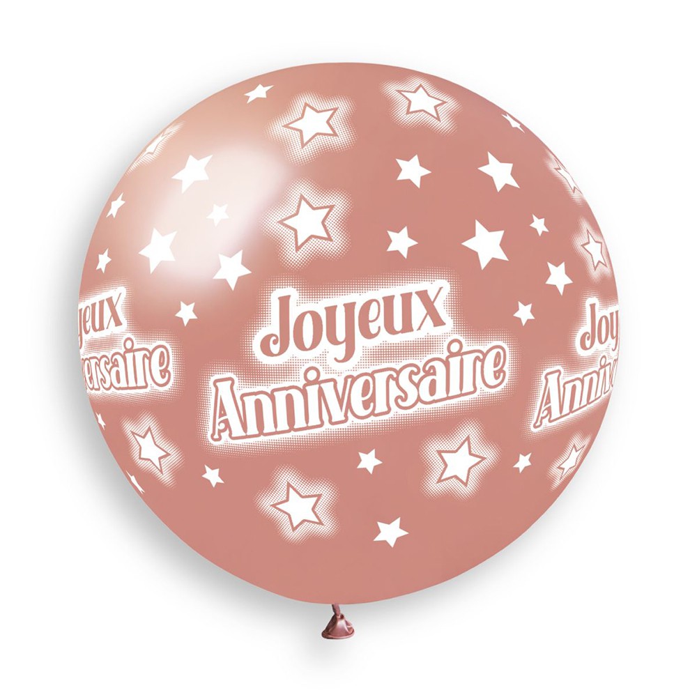 BALLON GÉANT ROND BIO ANNIVERSAIRE 80CM ROSE GOLD