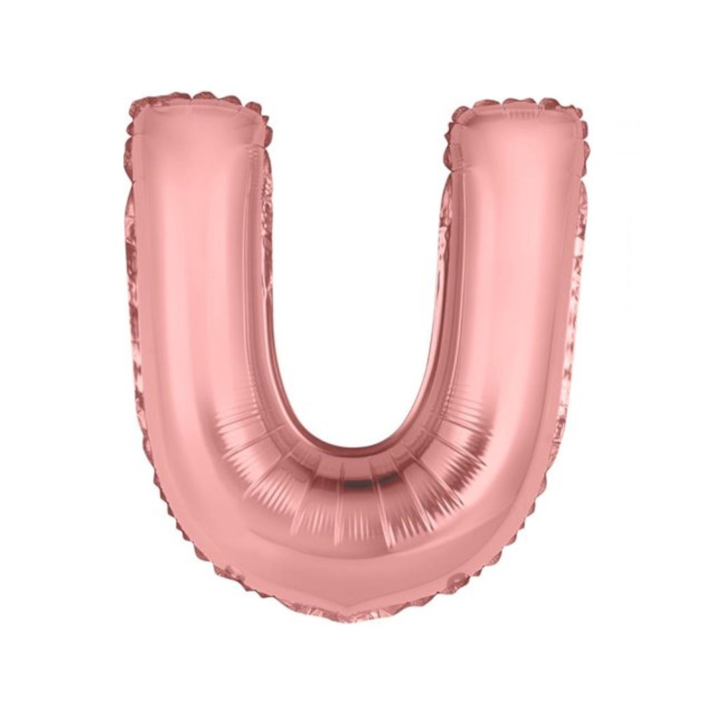 BALLON MÉTALLIQUE 36CM LETTRE U - ROSE GOLD