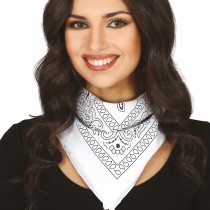 BANDANA MOTIFS PAISLEY POLYESTER BLANC ADULTE