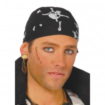 BANDANA POLYESTER PIRATE TÊTE DE MORT NOIR ADULTE