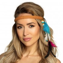 BANDEAU À PLUMES BOHO HIPPIE INDIEN ADULTE