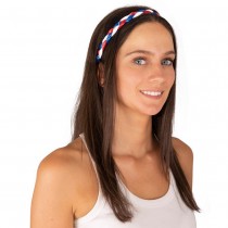 BANDEAU DE TÊTE TRESSÉ TRICOLORE FRANCE ADULTE