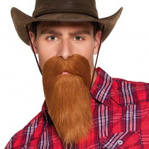 BARBE CHÂTAIN COWBOY ADULTE