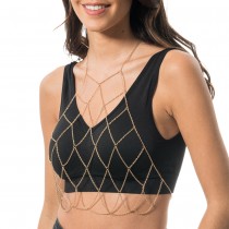 BIJOU DE CORPS CHAÎNETTES LOSANGE OR DOS NU FEMME