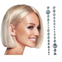 BIJOUX CHEVEUX ADHÉSIF STRASS MÈCHE ARGENT