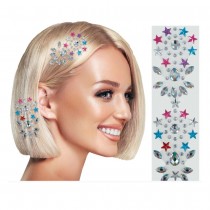 BIJOUX CHEVEUX ADHÉSIF STRASS MULTICOLORE