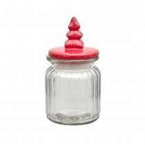 BOCAL VERRE COUVERCLE CÉRAMIQUE NOËL 7.8X14CM