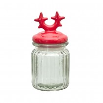 BOCAL VERRE COUVERCLE CÉRAMIQUE NOËL 7.8X14CM