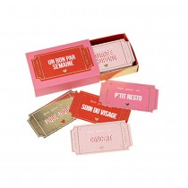 BOITE 52 TICKETS BON POUR LOVELY TIME 7.5X5CM ROSE
