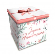 BOÎTE CADEAU  FLEURS JOYEUX ANNIVERSAIRE