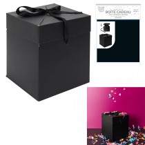 BOÎTE CADEAU CUBIQUE CARTON PLIABLE 20CM NOIR