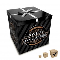 BOÎTE CADEAU JOYEUX ANNIVERSAIRE 30X30CM NOIR