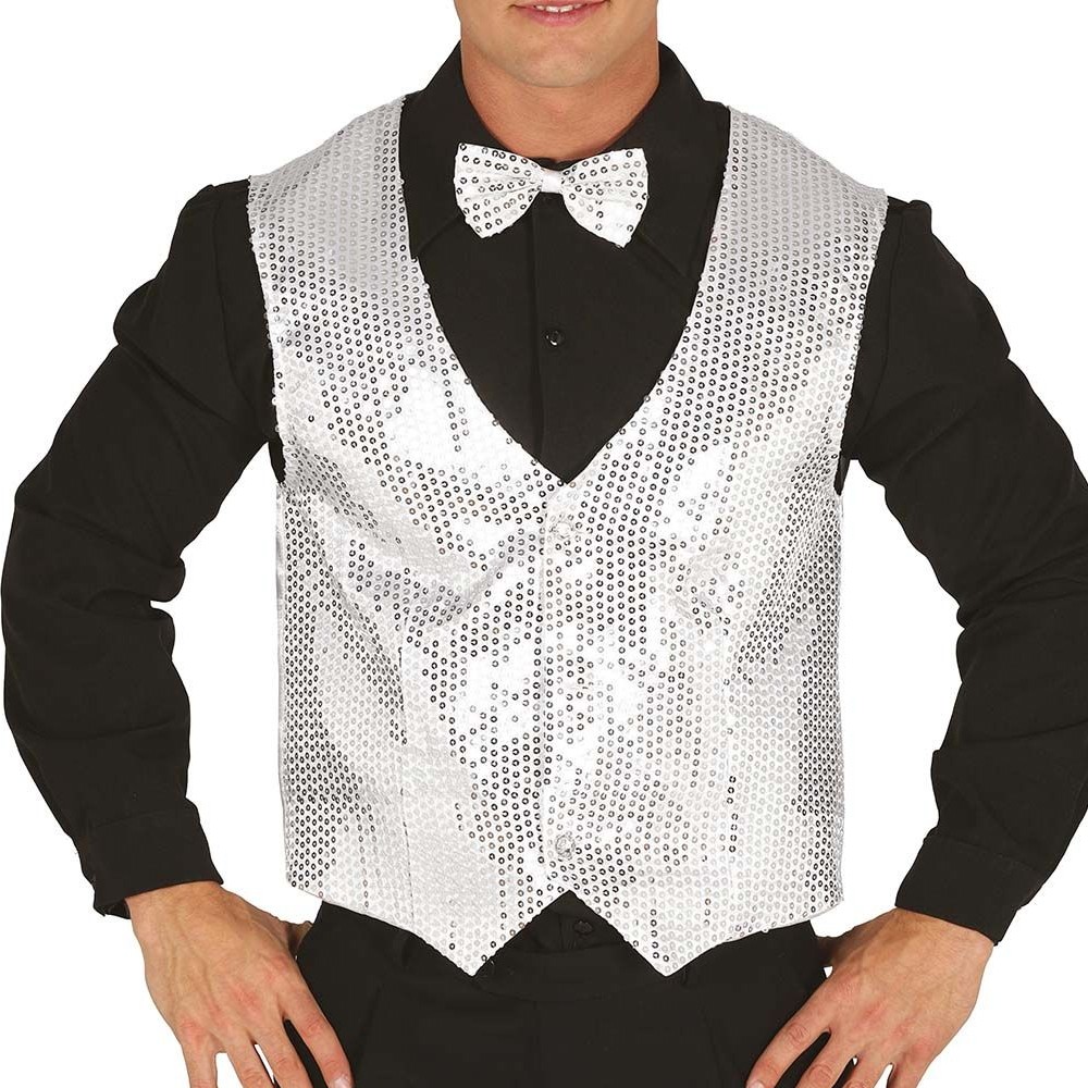 BOLÉRO VESTE SEQUINS ARGENT HOMME