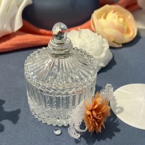 BONBONNIÈRE VERRE STRIÉ ÉCRIN PRÉCIEUX 9CM