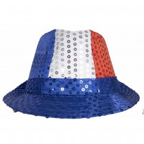 BORSALINO À SEQUINS TRICOLORE FRANCE ADULTE