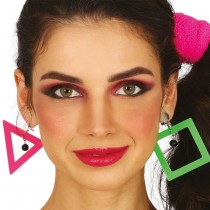BOUCLES D\'OREILLES ANNÉES 80 GÉOMÉTRIQUE FLUO