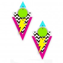 BOUCLES D\'OREILLES ANNÉES 80 GRAPHIQUE FLUO