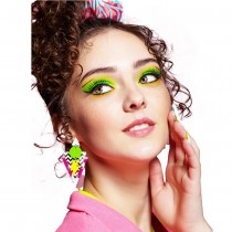 BOUCLES D\'OREILLES ANNÉES 80 GRAPHIQUE FLUO